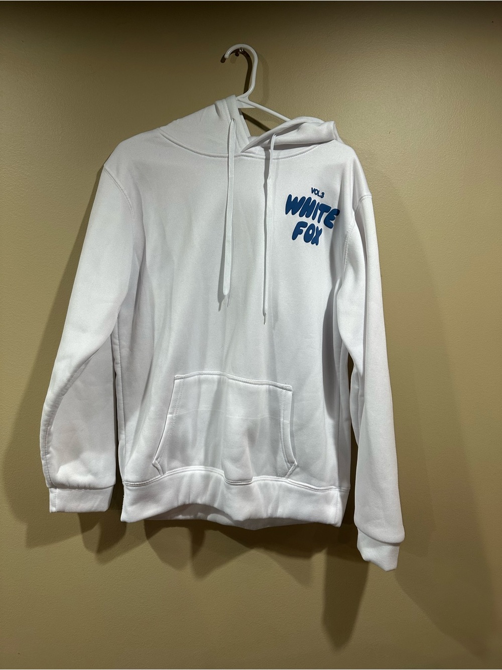 White Fox Boutique White Hoodie with Blue Logo